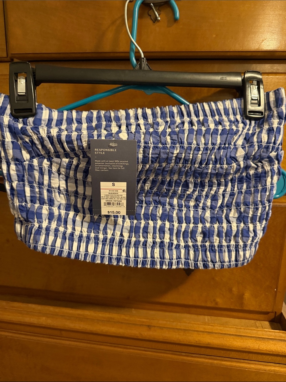 Universal Thread Blue and White Smocked Crop Top